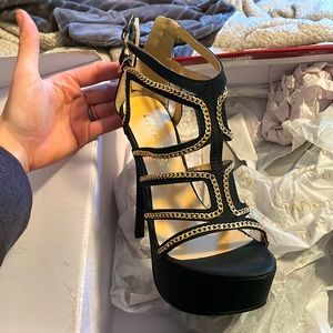 Black & Gold Chain Heels